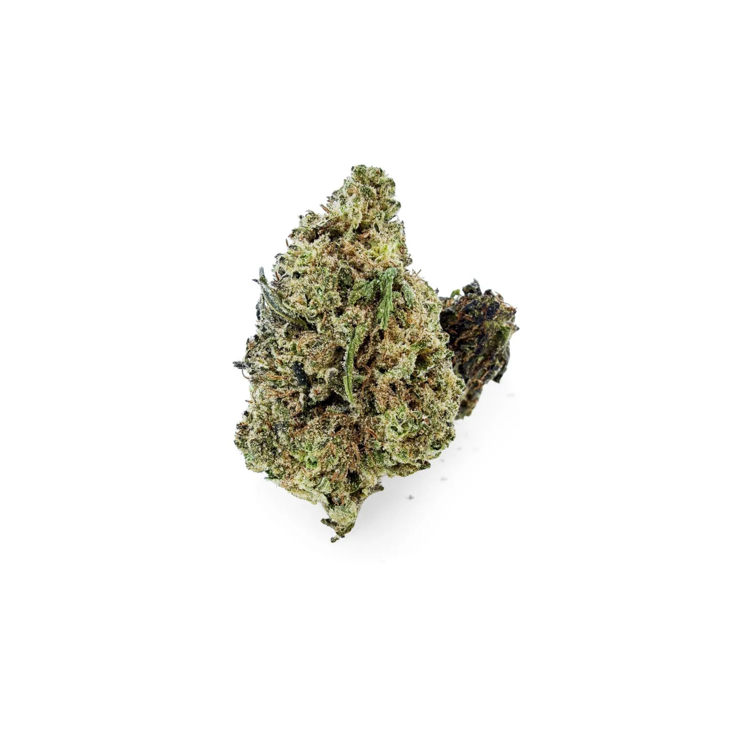 Detailaufnahme von Rollz California Love Indoor THCA getrockneten Blüten auf weißem Hintergrund