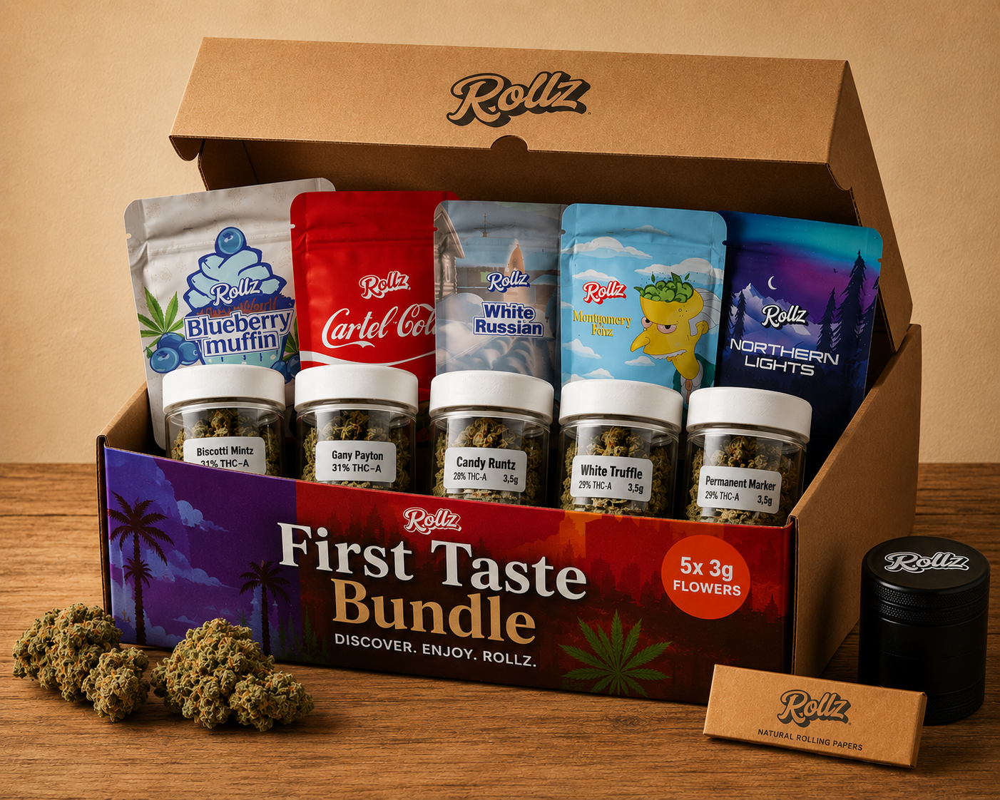 Rollz First Taste Bundle - 5x 3 g der beliebtesten Sorten