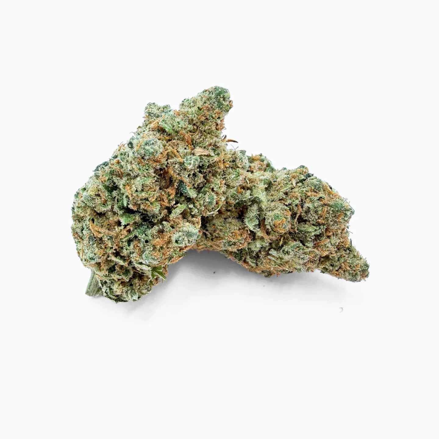 Rollz Amnesia Hydro CBD Indoor-Blüte Detailaufnahme - kompakte, frostige Buds mit frischen Grüntönen vor weißem Hintergrund