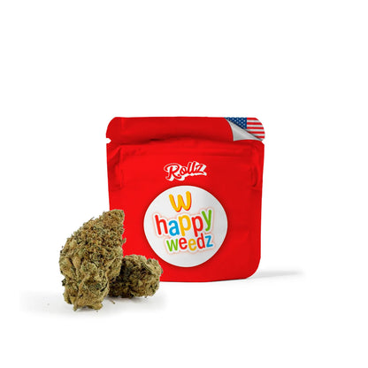 Happy Weedz THCA Indoor-getrocknete Cannabisblüten von Rollz – eigener Anbau und eigene Produktion.