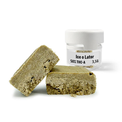 ICE-O-LATOR 50% THCA lösungsmittelfreier Full-Melt Eiswasser-Hash im wiederverwendbaren luftdichten geruchsdichten Glas, 3,5g, Rollz Germany