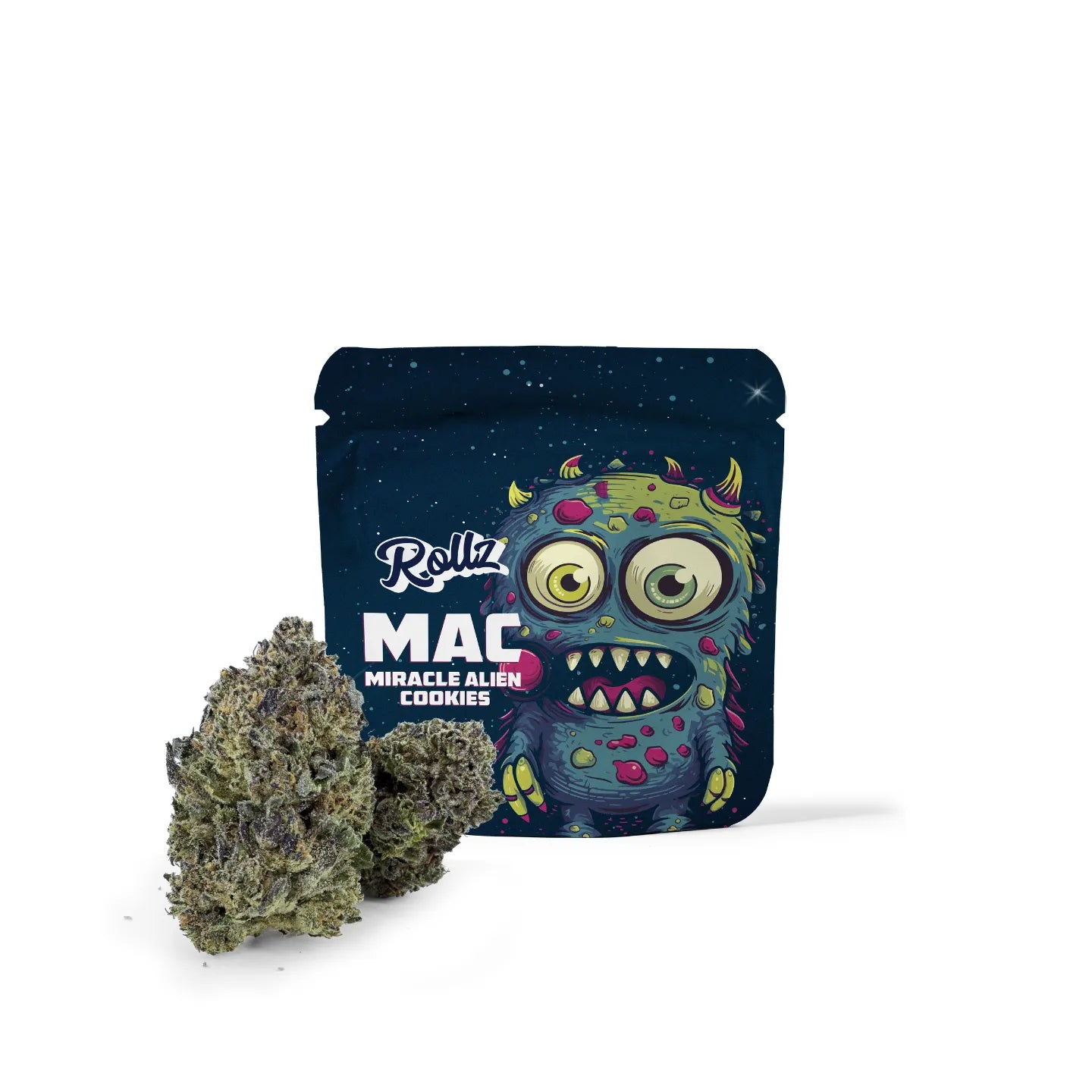 Rollz Miracle Alien Cookies THCA Indoor getrocknete Cannabisblüten – eigener Anbau und eigene Produktion.