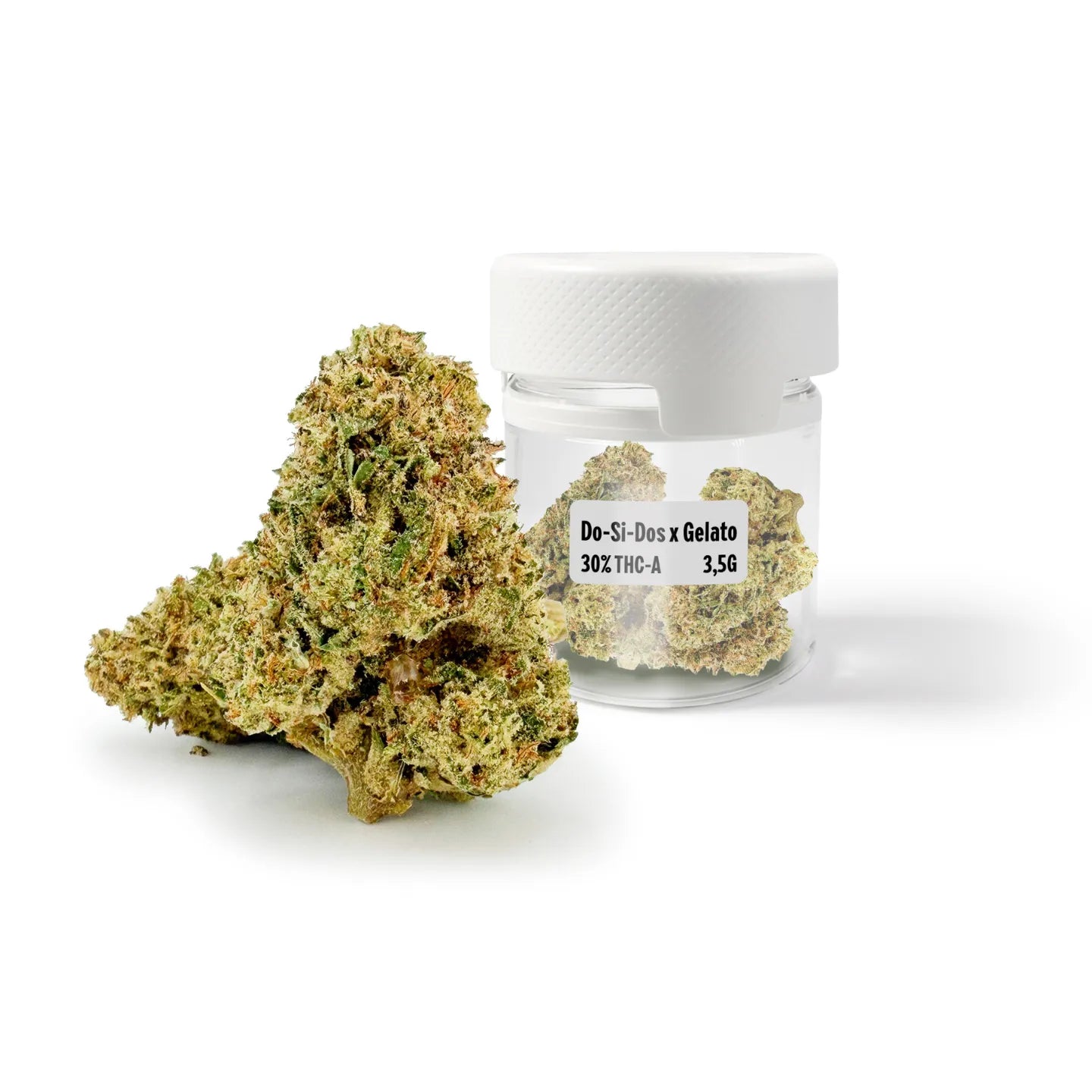ROLLZ Do-Si-Dos x Gelato THCA Blüten 30% THC-A im 3,5g Produktglas