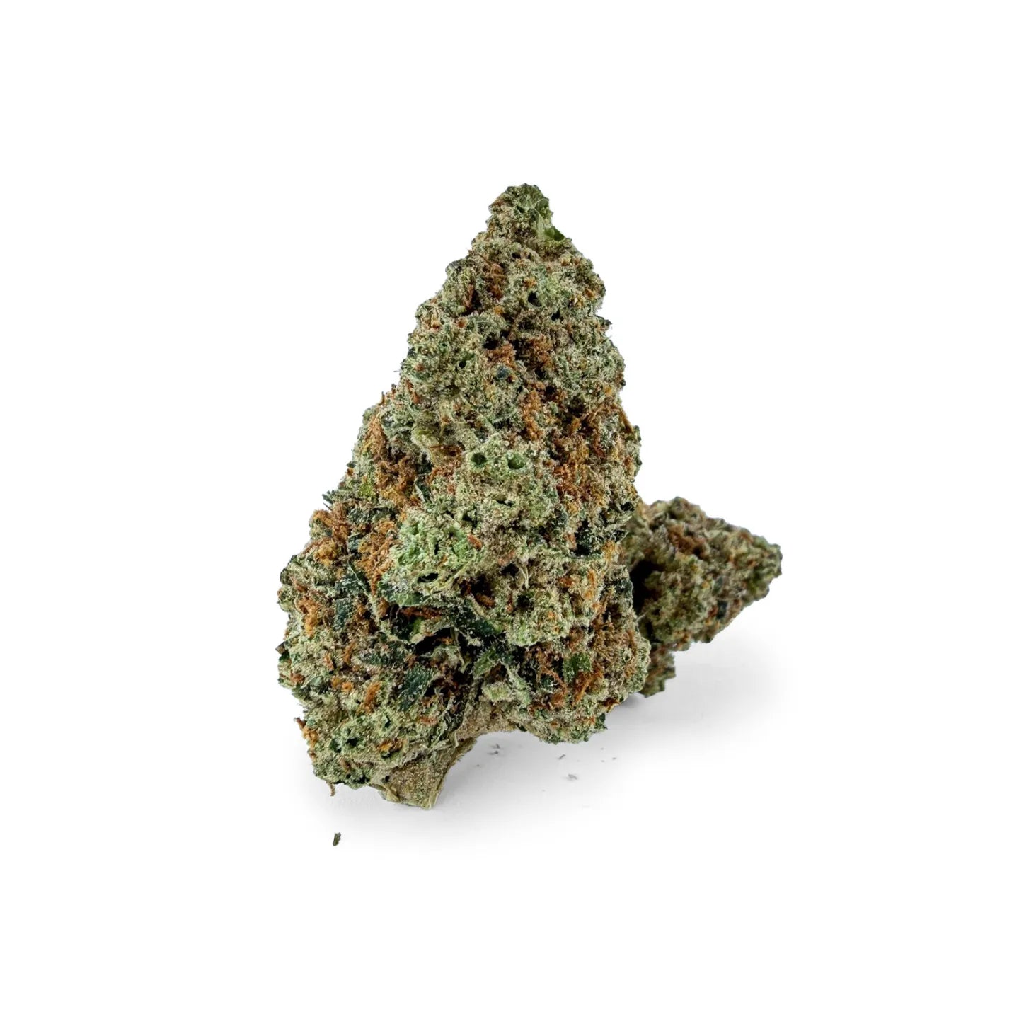 Detailaufnahme von Rollz California Love Indoor THCA getrockneten Blüten auf weißem Hintergrund