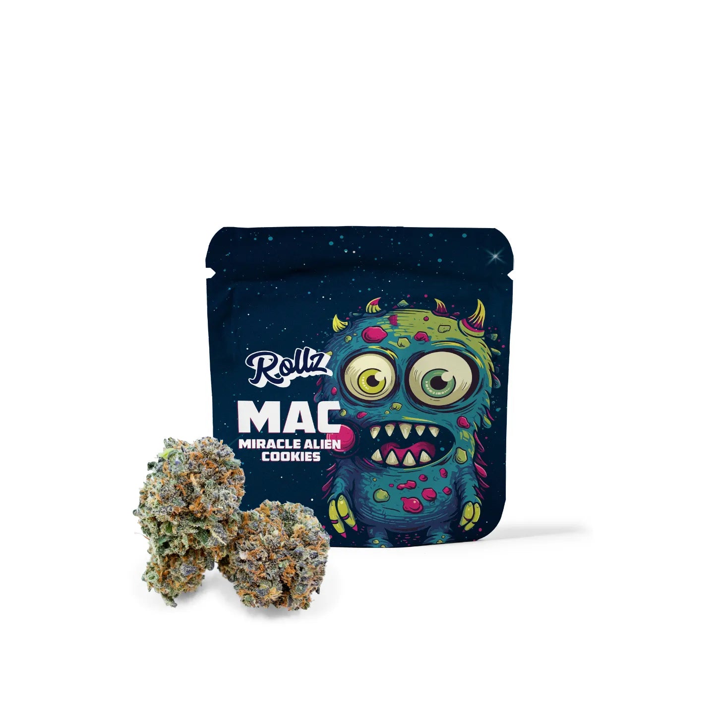 Rollz Miracle Alien Cookies THCA Indoor getrocknete Cannabisblüten – eigener Anbau und eigene Produktion.