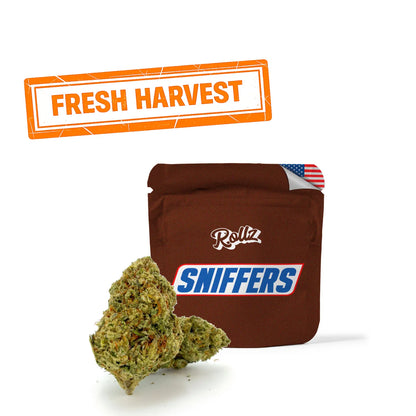 ROLLZ Sniffers THCA Blüten im braunen Beutel mit Fresh Harvest Siegel