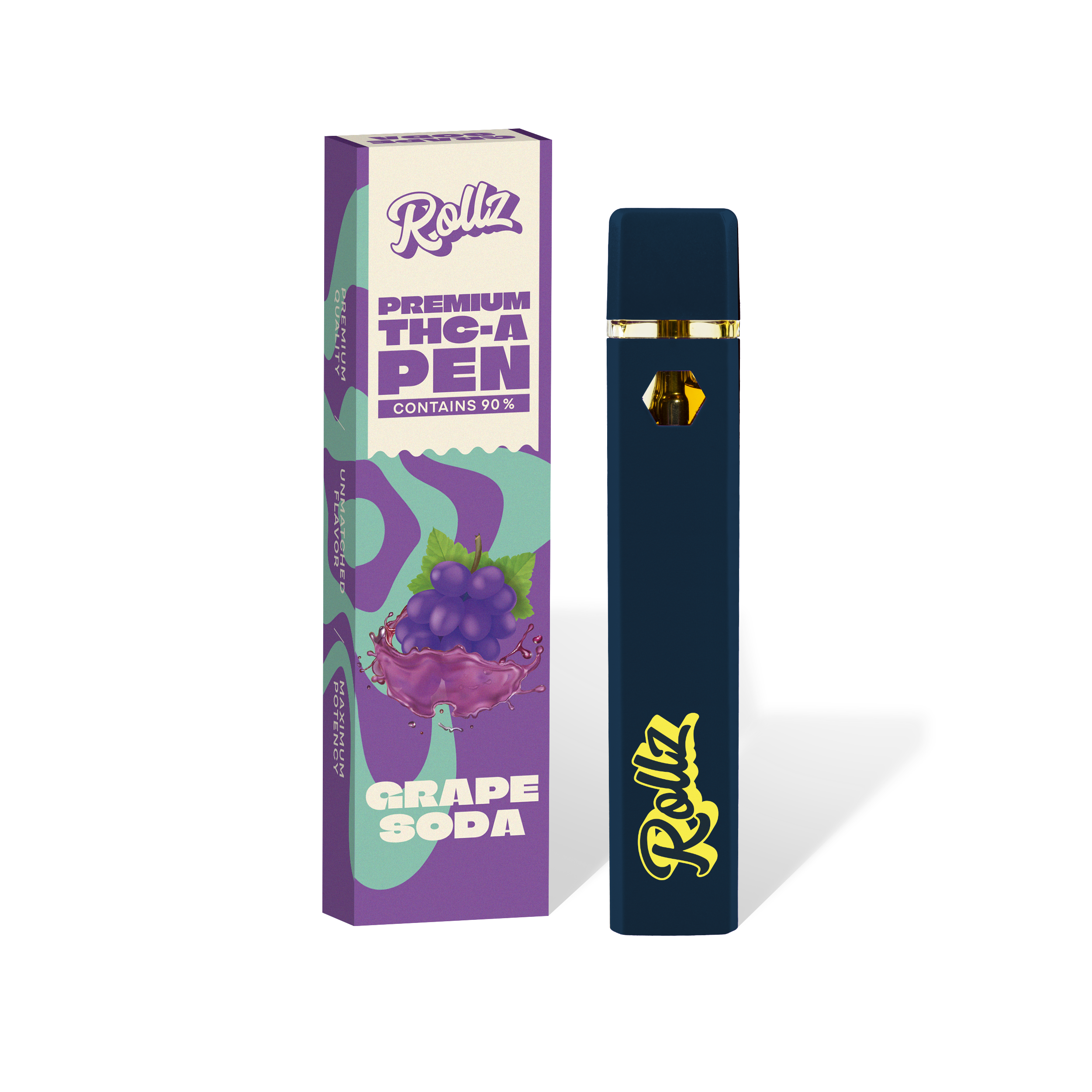 Rollz THC-A Vape 2ml – 90% THC-A, Sorte Grape Soda, zugaktiviert