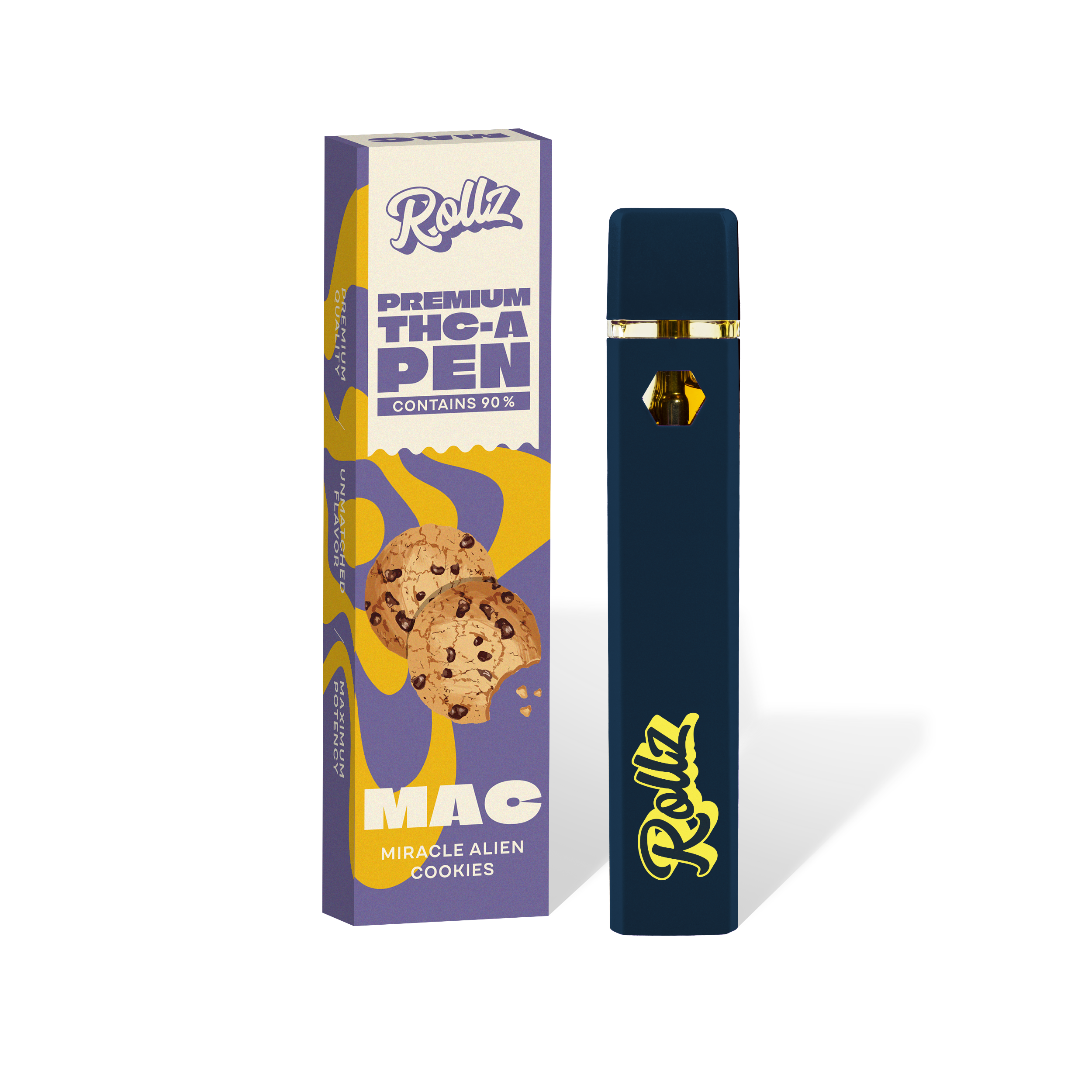 Rollz THC-A Vape 2ml – 90% THC-A, Sorte MAC Miracle Alien Cookies, zugaktiviert